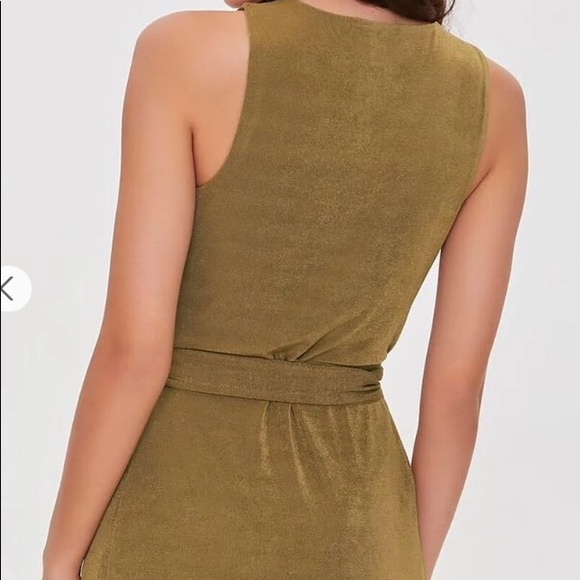 🎉HP Forever 21 gold sparkle wrap dress with tie - Picture 3 of 6